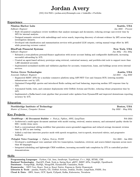 Executive resume template preview