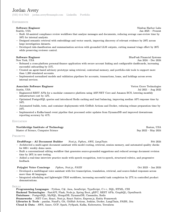 Minimalist resume template preview